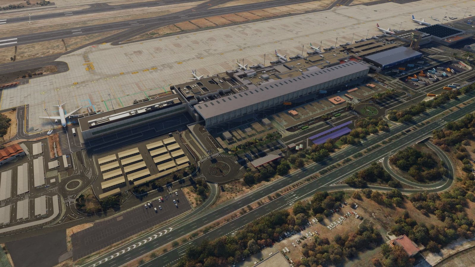 vista dell'aeroporto di gran canaria in spagna su msfs