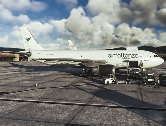 airbus a300-600f in livrea cargo della compagnia aerea virtuale airfattanza